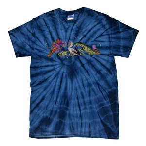 Mardi Gras Alligator Pelican Crawfish New Orleans Carnival Tie-Dye T-Shirt