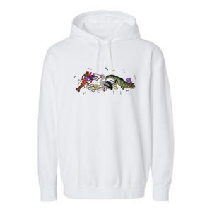 Mardi Gras Alligator Pelican Crawfish New Orleans Carnival Garment-Dyed Fleece Hoodie