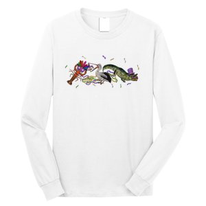 Mardi Gras Alligator Pelican Crawfish New Orleans Carnival Long Sleeve Shirt