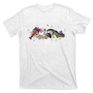 Mardi Gras Alligator Pelican Crawfish New Orleans Carnival T-Shirt