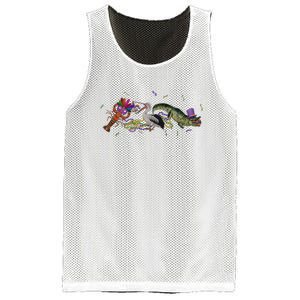 Mardi Gras Alligator Pelican Crawfish New Orleans Carnival Mesh Reversible Basketball Jersey Tank