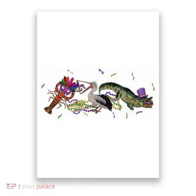 Mardi Gras Alligator Pelican Crawfish New Orleans Carnival Poster