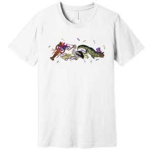 Mardi Gras Alligator Pelican Crawfish New Orleans Carnival Premium T-Shirt