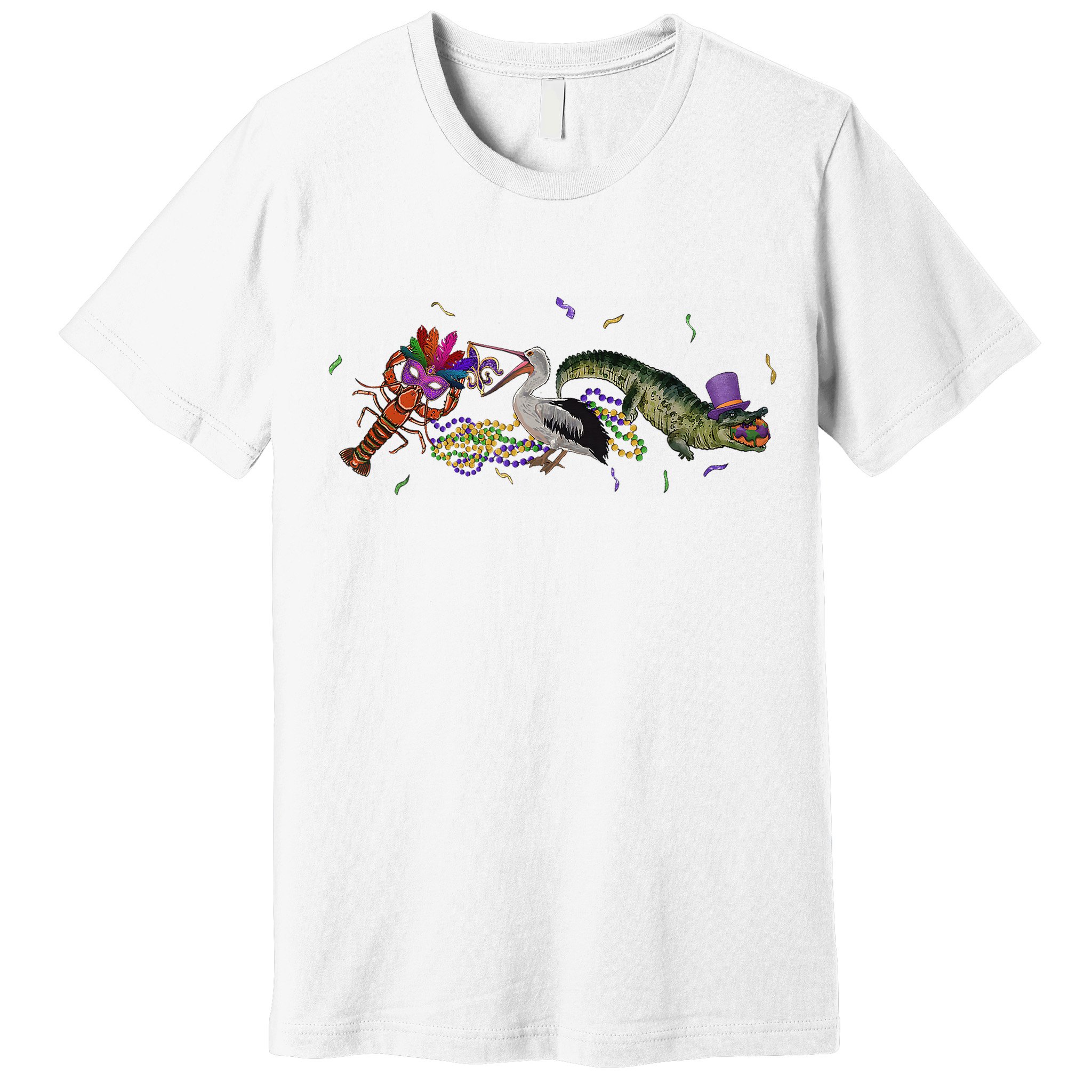 Mardi Gras Alligator Pelican Crawfish New Orleans Carnival Premium T-Shirt
