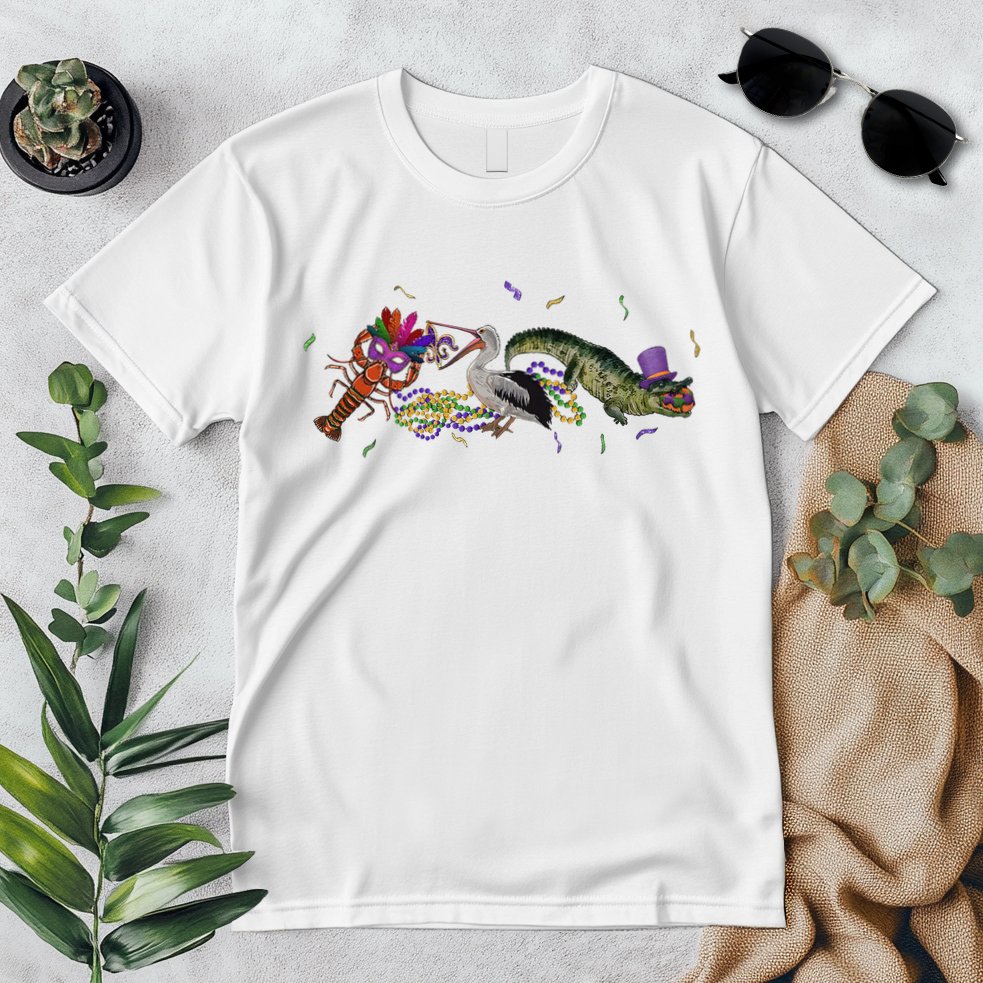 Mardi Gras Alligator Pelican Crawfish New Orleans Carnival Premium T-Shirt
