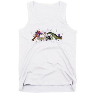 Mardi Gras Alligator Pelican Crawfish New Orleans Carnival Tank Top