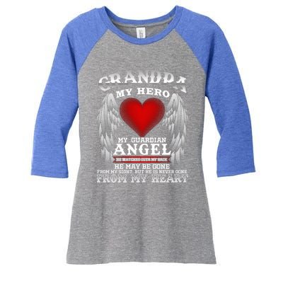 My Guardian Angel Grandpa! Repass In Remembrance Cute Gift Great Gift Women's Tri-Blend 3/4-Sleeve Raglan Shirt