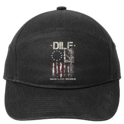 Men Gun American Flag DILF Damn I Love Firearms 7-Panel Snapback Hat