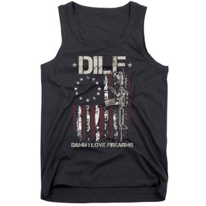 Men Gun American Flag DILF Damn I Love Firearms Tank Top