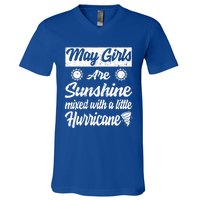 May Girls Are Sunshine Mixed With A Little Hurricane Gift V-Neck T-Shirt