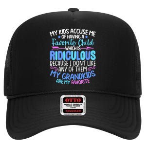 My Grand Are Favorite Funny Family Grandpa Grandma High Crown Mesh Back Trucker Hat