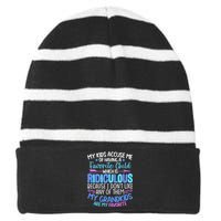 My Grand Are Favorite Funny Family Grandpa Grandma Striped Beanie with Solid Band