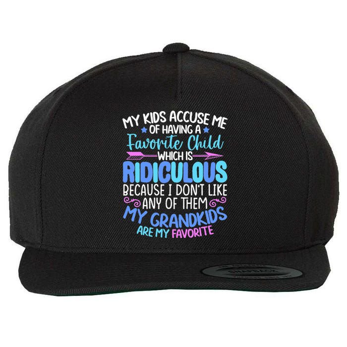 My Grand Are Favorite Funny Family Grandpa Grandma Wool Snapback Cap