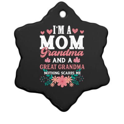 Mom Grandma And Great Grandma Fun Grandmother Nana Graphic Gift Ceramic Star Ornament