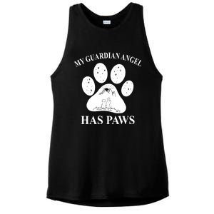 My Guardian Angel Has Paws Dog Paw Mom Funny Gift Ladies PosiCharge Tri-Blend Wicking Tank