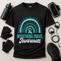 Myasthenia Gravis Awareness Boho Rainbow Wear Teal Ribbon Meaningful Gift Cooling Performance Crew T-Shirt