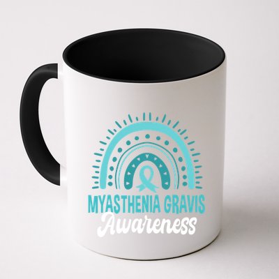 Myasthenia Gravis Awareness Boho Rainbow Wear Teal Ribbon Meaningful Gift Mug