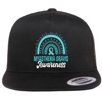 Myasthenia Gravis Awareness Boho Rainbow Wear Teal Ribbon Meaningful Gift Flat Bill Trucker Hat