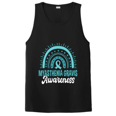Myasthenia Gravis Awareness Boho Rainbow Wear Teal Ribbon Meaningful Gift PosiCharge Competitor Tank
