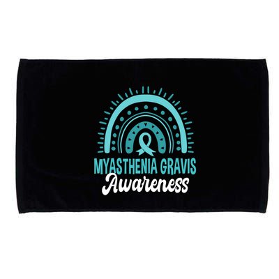 Myasthenia Gravis Awareness Boho Rainbow Wear Teal Ribbon Meaningful Gift Microfiber Hand Towel