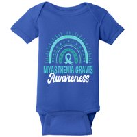Myasthenia Gravis Awareness Boho Rainbow Wear Teal Ribbon Meaningful Gift Baby Bodysuit