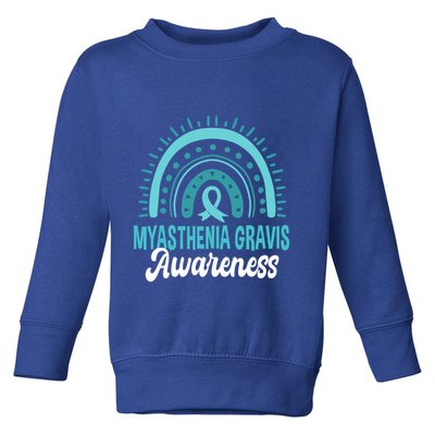 Myasthenia Gravis Awareness Boho Rainbow Wear Teal Ribbon Meaningful Gift Toddler Sweatshirt