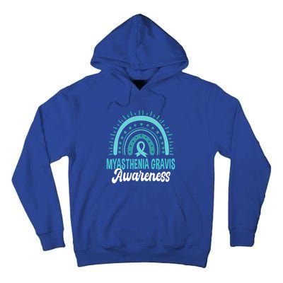 Myasthenia Gravis Awareness Boho Rainbow Wear Teal Ribbon Meaningful Gift Tall Hoodie