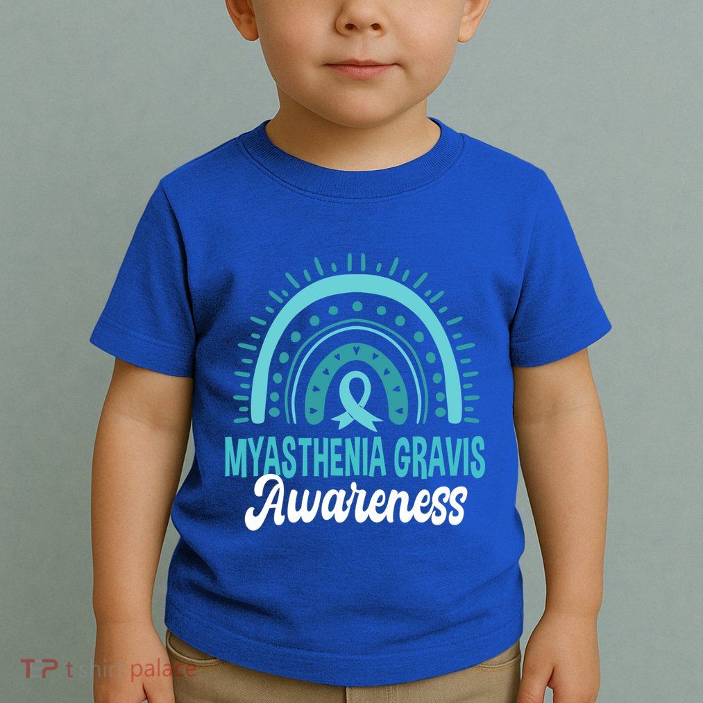 Myasthenia Gravis Awareness Boho Rainbow Wear Teal Ribbon Meaningful Gift Toddler T-Shirt