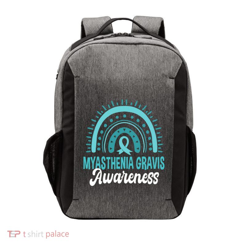 Myasthenia Gravis Awareness Boho Rainbow Wear Teal Ribbon Meaningful Gift Vector Backpack