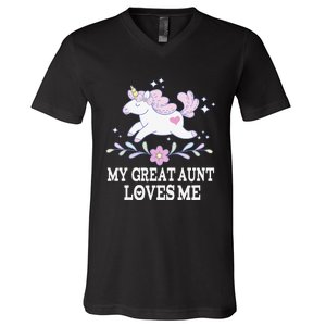 My Great Aunt Loves Me Grand Niece Unicorn V-Neck T-Shirt