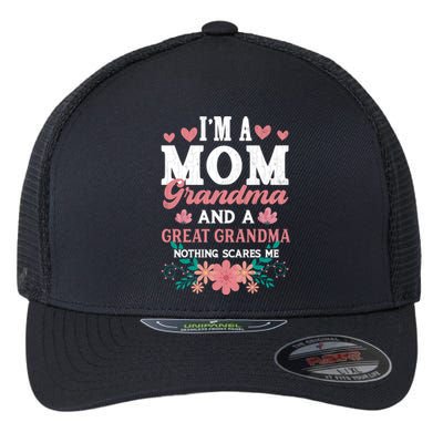 Mom Grandma And Great Grandma Fun Grandmother Nana Graphic Funny Gift Flexfit Unipanel Trucker Cap