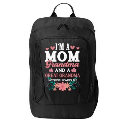 Mom Grandma And Great Grandma Fun Grandmother Nana Graphic Funny Gift City Backpack