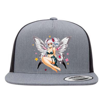 Moth Girl Anime Cute Giant Monster Kawaii Anime Flat Bill Trucker Hat