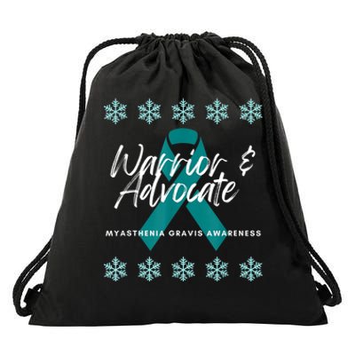 Myasthenia Gravis Awareness Teal Ribbon Warrior Advocate Drawstring Bag