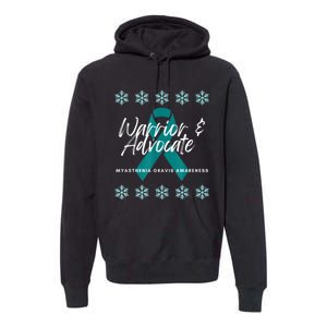 Myasthenia Gravis Awareness Teal Ribbon Warrior Advocate Premium Hoodie