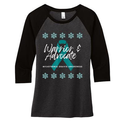 Myasthenia Gravis Awareness Teal Ribbon Warrior Advocate Women's Tri-Blend 3/4-Sleeve Raglan Shirt