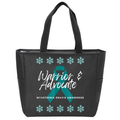 Myasthenia Gravis Awareness Teal Ribbon Warrior Advocate Zip Tote Bag