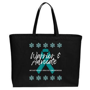 Myasthenia Gravis Awareness Teal Ribbon Warrior Advocate Cotton Canvas Jumbo Tote