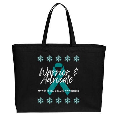 Myasthenia Gravis Awareness Teal Ribbon Warrior Advocate Cotton Canvas Jumbo Tote