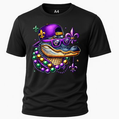Mardi Gras Alligator Mardigator Crocodile Cooling Performance Crew T-Shirt