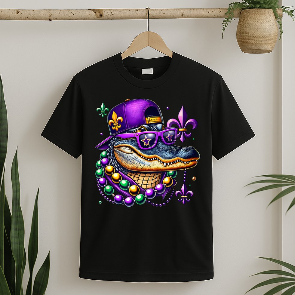 Mardi Gras Alligator Mardigator Crocodile T-Shirt
