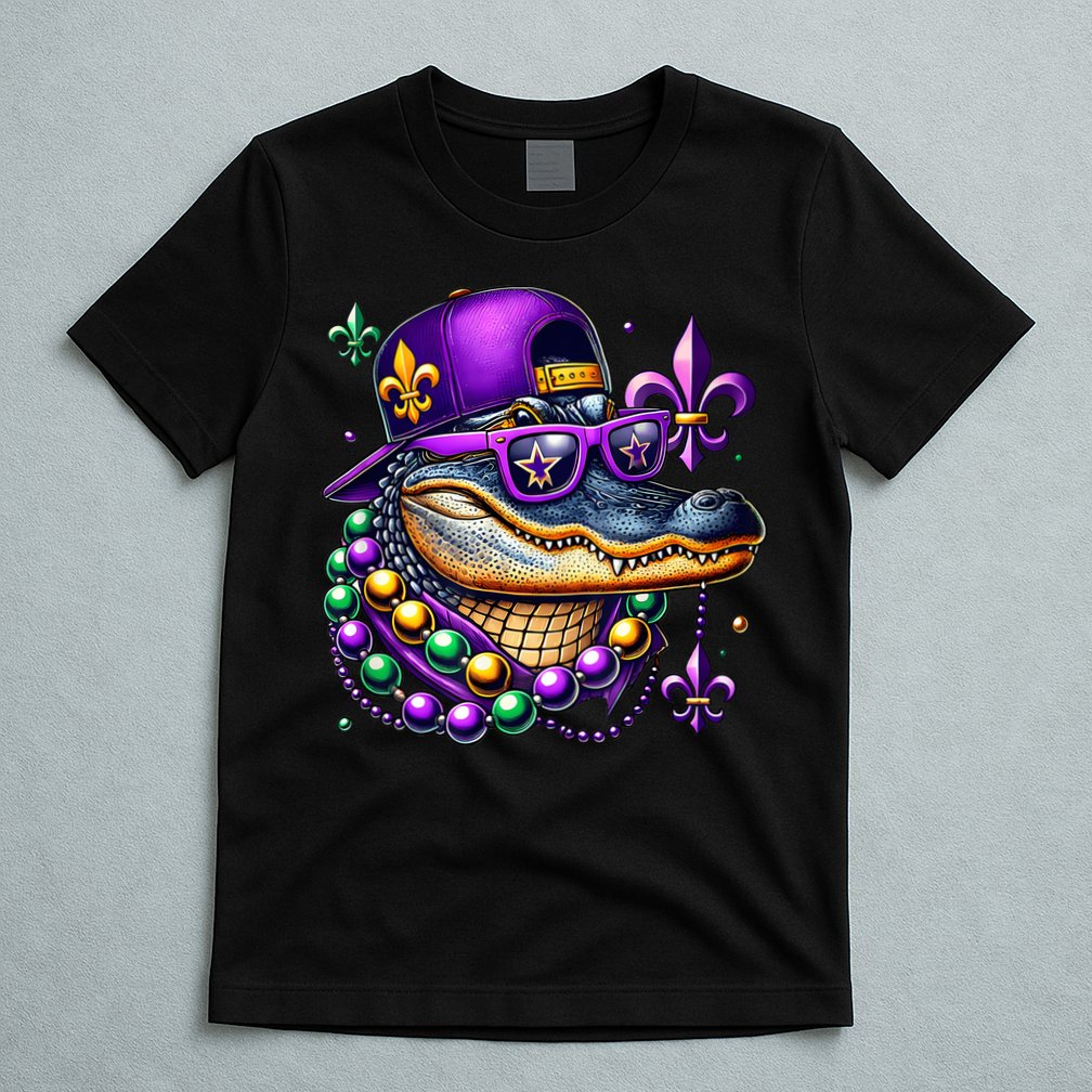 Mardi Gras Alligator Mardigator Crocodile T-Shirt