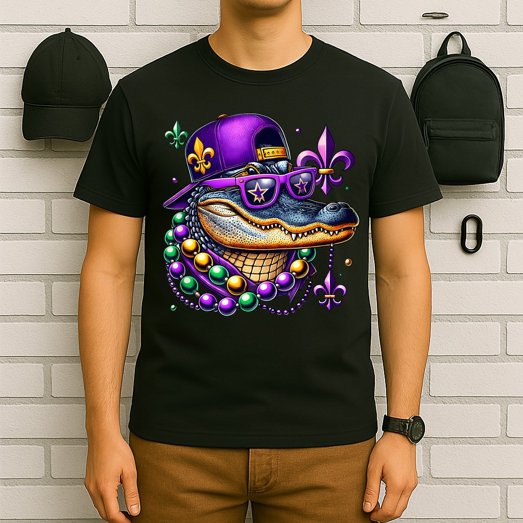 Mardi Gras Alligator Mardigator Crocodile T-Shirt