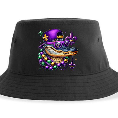 Mardi Gras Alligator Mardigator Crocodile Sustainable Bucket Hat