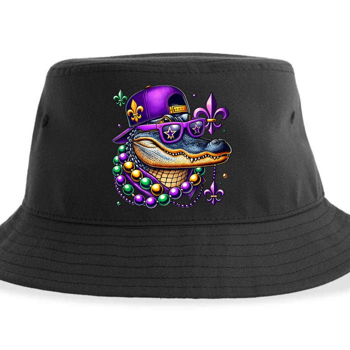 Mardi Gras Alligator Mardigator Crocodile Sustainable Bucket Hat