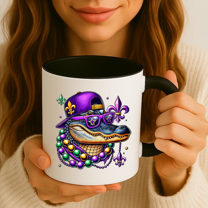 Mardi Gras Alligator Mardigator Crocodile Mug