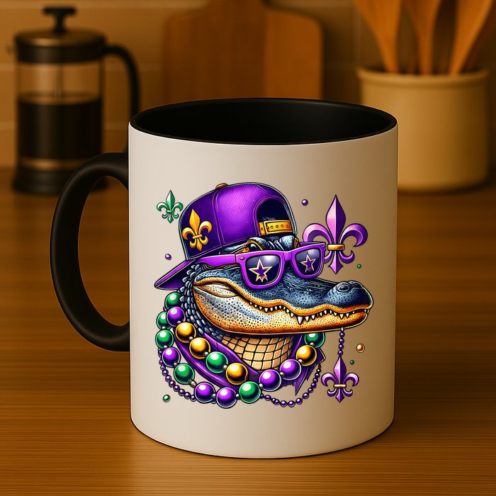Mardi Gras Alligator Mardigator Crocodile Mug