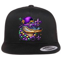 Mardi Gras Alligator Mardigator Crocodile Flat Bill Trucker Hat
