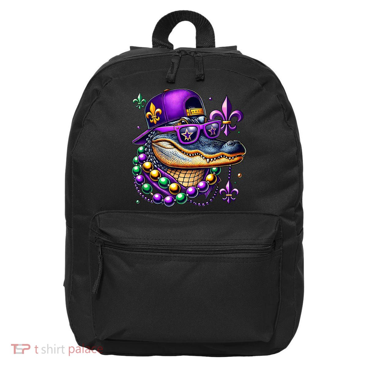 Mardi Gras Alligator Mardigator Crocodile 16 in Basic Backpack