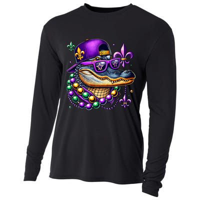 Mardi Gras Alligator Mardigator Crocodile Cooling Performance Long Sleeve Crew